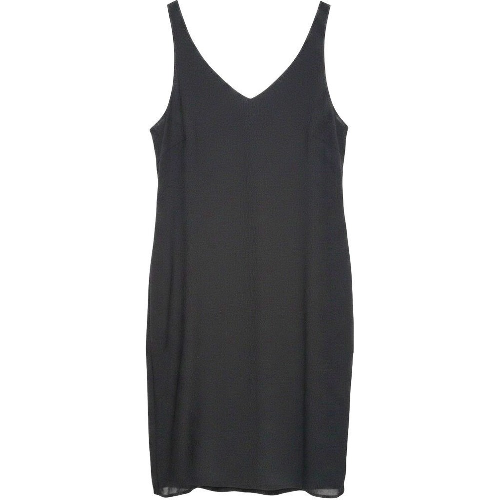 Artisan NY Chiffon Basic Classic Minimalist Little Black Midi Slip Dress 12 L